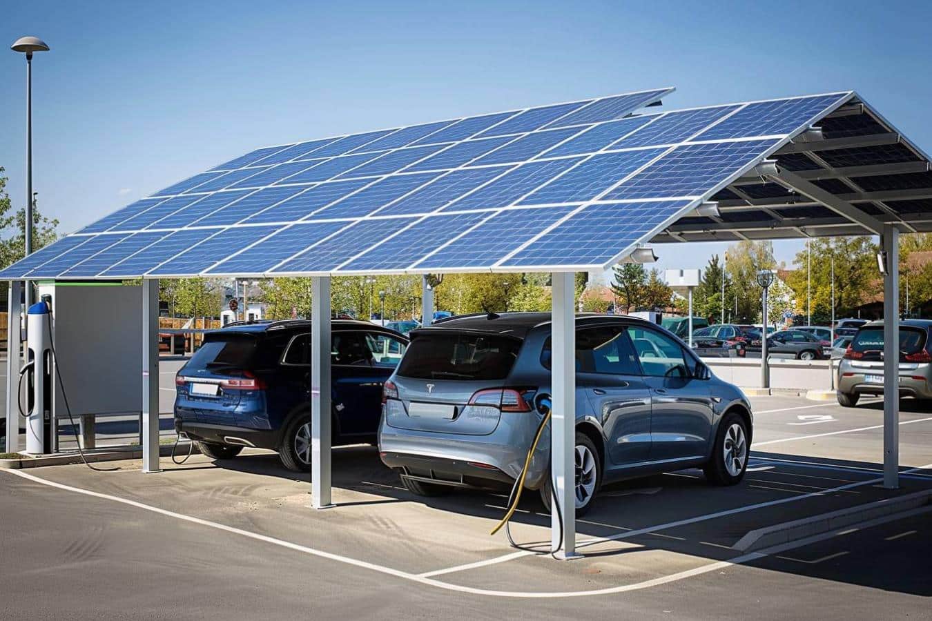 Carports solaires pour recharger les véhicules électriques