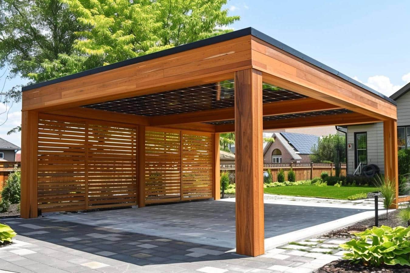 L'alliance parfaite du carport et du solaire en bois