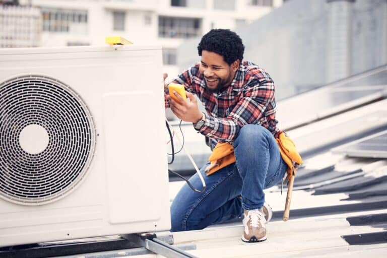 air conditioner happy and technician man ac repai 2023 04 20 19 23 43 utc