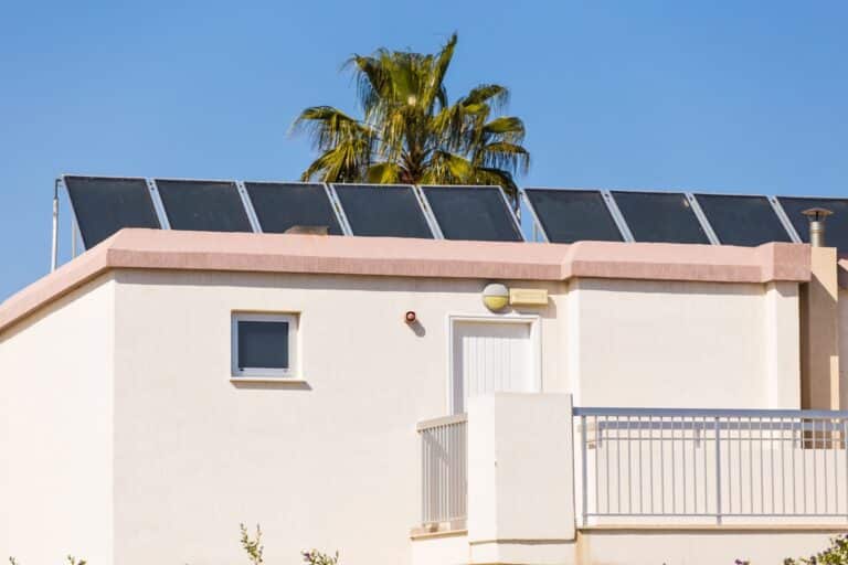 solar panels placed on a roof of building