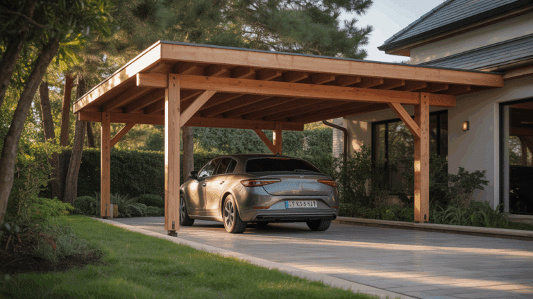 carport bois maison voiture