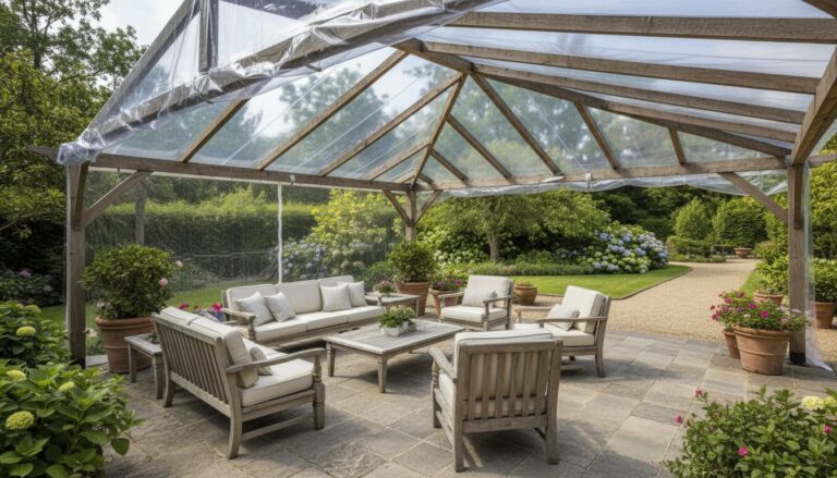 terrasse exterieure transparente jardin